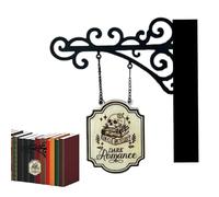 Book Corner Sign - Wall Decor for Librarian | Iron Wood with Tavern Logo, Hangable Bookish Reader Accessory, Halloween Home Decoration, Bookworm Gift for Men Women