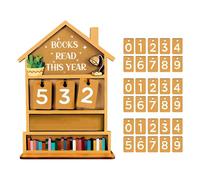 Book Counter, 3D Wooden Reading Challenge Tracker, Books Read This Year Sign, Reading Challenge Gift For Readers, Teachers & Library Lovers - 18x13cm
