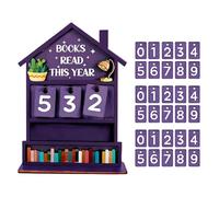 Book Counter, 3D Wooden Reading Challenge Tracker, Books Read This Year Sign, Reading Challenge Gift For Readers, Teachers & Library Lovers - 18x13cm