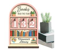 Book Counter,Wooden Stand Ornament - Book Tracker,for Club Members Student Teacher Writers Readers Library Christmas Stocking Stuffers