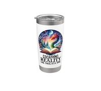 Book Dragon Escaping Reality One Page at a Time Fantasy Era Vaso térmico de acero inoxidable de doble pared