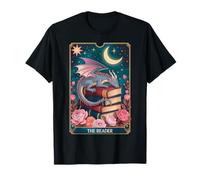 Book Dragon Fantasy Art Reading Tarot Moon Aesthetic Camiseta