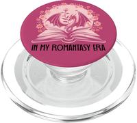Book Dragon Fantasy Era Romantasy Bookish Pink Books Lovers PopSockets PopGrip para MagSafe