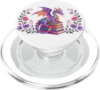 Book Dragon Reading Books Dragons Bookish Floral Book Lover PopSockets PopGrip para MagSafe