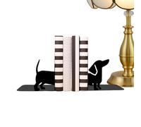 Book Ends - Black Dachshund Metal Book Stopper for Shelves | Cute Animal Bookends with Non-Slip Base, Decorative Dog Shape Organizer for Home Office Desk Library Farmhouse Bookshelf, 16.9x15x8cm Black