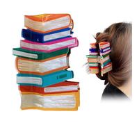 Book Hair Clip - Book Claw Clips | 10x5.3cm Unique Book Stack Hair Clamp, PP and metal Crocodile Clip Fashion Candy Color Hair Claw Teacher Hair Accessories for Women