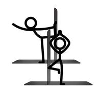 Book Holder For Shelf - Human Shaped Metal Bookends Black 20x15x10cm Book Stopper Divider, Creative Little Figure Books Holder Black Ends To Hold Bookshelf Rack Organizer