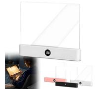 Book Light, Rechargeable Clear LED Flat Book Lights for Reading in Bed at Night with 3 Colors & Timer, Dimmable Panel Plate Book Lamp Full Page Light (White)