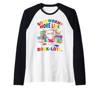 Book-Lotl Axolotl Bookworm Lindo diseño de Lectura Camiseta Manga Raglan
