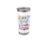 Book Lover Frog Just A Silly Bookish Girlie Vaso térmico de acero inoxidable de doble pared