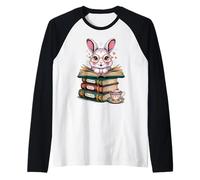 Book Lover Geek Bunny Leer Libros Sé tú Mismo Quédate Weird Nerd Camiseta Manga Raglan