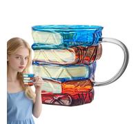 Book Lover Mug, Painted Book Glass Cup, Bok Mug Coffee Mugs - for Readers & Bibliophiles | 350ml, Glass, 9cm Tall, 135g, Ideal for Tea & Decoration, Gift Idea Far Women & Books Fans at Home