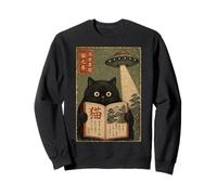Book Lover UFO Alien Abduction Vintage Japanese Cat Sudadera