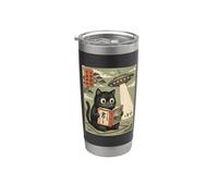 Book Lover UFO Alien Abduction Vintage Japanese Cat Vaso térmico de acero inoxidable de doble pared