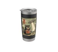 Book Lover UFO Alien Abduction Vintage Japanese Cat Vaso térmico de acero inoxidable de doble pared