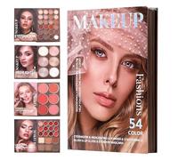Book Makeup Set - Long Lasting Travel Kit | Highly Pigmented Eye Palette, 36x1g + 12x5g + 6x4g Shades, Girls Adult Beginners Home Everyday Commuting Dating Stage