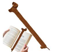 Book Marks for Reading - Knitted Brown Dog Bookmark, Unique Bookmarks | Brown Animal Crochet Book Marker, Creative Handmade Crocheted Dachshund Bookmark for Teacher Students