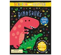 Book 'n' app: Libro de actividades para rascar y purpurina - Dinosaurios - 28 páginas, 4 hojas holográficas de arte para rascar, juego de manualidades prehistóricas, lápiz capacitivo de madera, niños