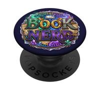 Book Nerd Reading Librarian Fantasy Magic Dragon Bookish PopSockets PopGrip Adhesivo