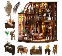 Book Nook, Bacchus Bookstore DIY Miniature House with LED Light, 3D Wooden Dollhouse Craft Kit for Adults, Creative Home Decoration Gift for Christmas Valentine's Day Birthday