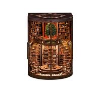 Book Nook Biblioteca Árbol DIY De Madera, Repositorio De Libros Anillos De Sabiduría Sujetalibros Estante De Rompecabezas En Miniatura 3D Inserto Puzzle Regalo para Adultos Wisdom Rings