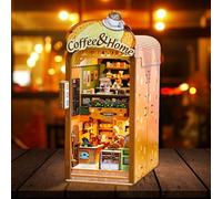 Book Nook, Booknook Kit, DIY Miniature House Set Manualidades Adultos Nook Book 3D Puzzle Madera con Luz LED y Café Panadería, Juego Creativo de Librería Decoración para Adultos a partir de 14 años