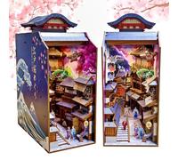 Book Nook Japón, Sakura Street Booknook, kit japonés, 293 piezas, casa en miniatura con luz, rompecabezas 3D para adultos y adolescentes, decoración japonesa, puzzle de madera para adultos, decoración