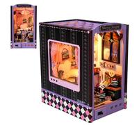 Book Nook - Juego de construcción en miniatura para casa de muñecas, para casa de muñecas Book Nook, sujetalibros de arte con instrucciones para dormitorio, habitación de los