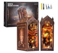 Book Nook Kit - DIY Booknook Casa de muñecas en Miniatura de Madera para Montar, DIY Miniature House Book Nook Kit con Luces LED, Decoración de inserción de estantería Creativa