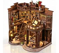 Book Nook Kit para Adultos - CRIOLPO DIY Casa en Miniatura Puzzle de Madera 3D Casa de Muñecas - Sujetalibros para estantería Decoración con Luz Led Regalo Creativo para Lectores