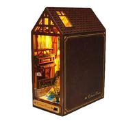 Book Nook Kit | Puzzle De Madera 3D | Mini Casa con LED Decoración para Dormitorio Biblioteca Sala De Lectura Halloween Navidad