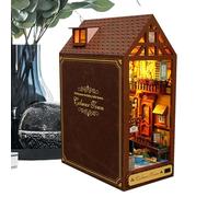 Book Nook, Maqueta De Madera Puzzle 3D para Escritorio, Mini Casa con LED Decoración para Dormitorio Biblioteca Sala De Lectura Halloween Navidad