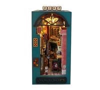 Book Nooks Diorama Kit, Miniature Bookshelf Insert with LED Light, Diorama for Home Décor, Creative Booknook Kits for Family and Friends, Personalized Bookshelf Decoration, Miniature Book Nook