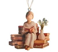 Book Ornament - 2D Reading Figurine Keepsake | Elegant Book Themed Christmas Decoration with Artistic Design, Lightweight Sturdy Craft for Women, Friends, Family, Home, Bookshelf and Library Decor