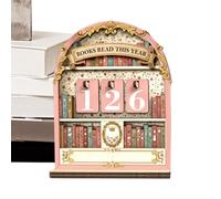 Book Progress Meter - Shelf Reading Counter, Adjustable Bead Tally with Handcrafted Detail, Library Wall Panel with Vintage Aesthetic, Wooden Book Log Display for Classroom Home Study Reading Habit