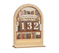 Book Read Counter - 9 Inch Reading Progress Tracker | Wood Shelf Accessory - decorative wooden counter for books read this year to motivate kids men and home classroom bookish spaces