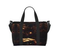 Book Room - Bolsa de transporte versátil con estampado de biblioteca misteriosa, ideal para negocios, deportes, estancias de fin de semana, color negro, talla única, Black, Talla única