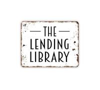 Book Sharing Sign Lending Library Metal Tin Sign Vintage Yard Art for Garden Porch Neighborhood Community Decor 8 X 12 inch