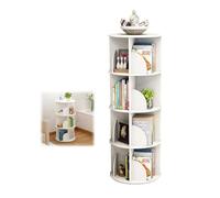 Book Shelf Corner Bookshelves White,26/38/50/63/75in Tall Bookcase,Space Saving Furniture 2-6 Tiers,Open Display 360°rotating Book Shelf,Sturdy And Stable,For Library, Bedroom, Living Room(50in/128cm)