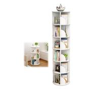 Book Shelf Corner Bookshelves White,26/38/50/63/75in Tall Bookcase,Space Saving Furniture 2-6 Tiers,Open Display 360°rotating Book Shelf,Sturdy And Stable,For Library, Bedroom, Living Room(75in/190cm)