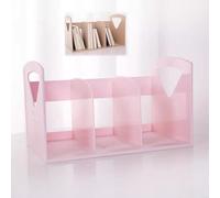 Book Shelf For Bedroom Bookcases For Small Spaces Desktop Bookshelf 7.5x7.9x13.2inch Bookcase Short Bookshelves,Book Display，Large Capacity, Convenient, Stable, Coffee, Pink, Khaki, Yellow(Pink)