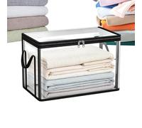 Book Storage Box - Clear Stackable Large Capacity | Book Storage Containers Organization Bins, Transparent Dustproof Moisture Resistant Case, Classroom Bookshelf Organizer, Home Filing Tote For Toy, S