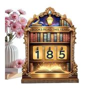 Book Tracker - Decoración de estantería de madera retro de 7,87 pulgadas | Libros leídos este año para mujeres, niños, niñas, adolescentes, profesores, estudiantes y lectores