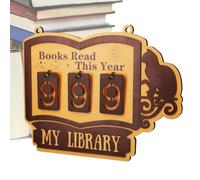 Book Tracker Sign,25x21x0.5cm Hangable Wooden Bookshelf Decor | Holiday Keepsake Install Book Display Sign,Home Accessories For Wall Corner Study Workplace Home Living Room Library Nook