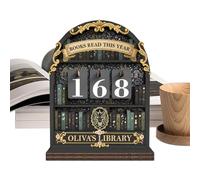 Book Tracker - Wooden Reading Progress Sign, Bookshelf Display Decor with Sliding Marker System, Sturdy Crafted Board Finish Feature, Ideal for Library Nook Study Corner Home Workplace Living Room