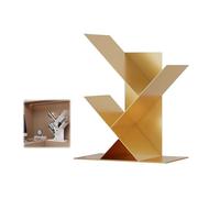 Bookcases For Small Spaces,Tree Bookshelf 2 Tier,Narrow Bookshelf Metal,15x7x19in Modern Bookcase Decor,White, Black, Gold,Space Saving,Stable And Sturdy,For Bedroom, Living Room Schools(Gold)