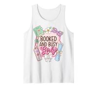 Booked and Busy Girly Reader Book Lover Camiseta sin Mangas