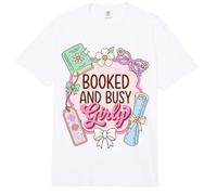Booked and Busy Girly Reader Book Lover Comfort Colors Adult Heavyweight T-Shirt