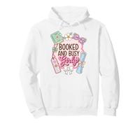Booked and Busy Girly Reader Book Lover Sudadera con Capucha
