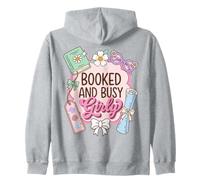 Booked and Busy Girly Reader Book Lover Sudadera con Capucha